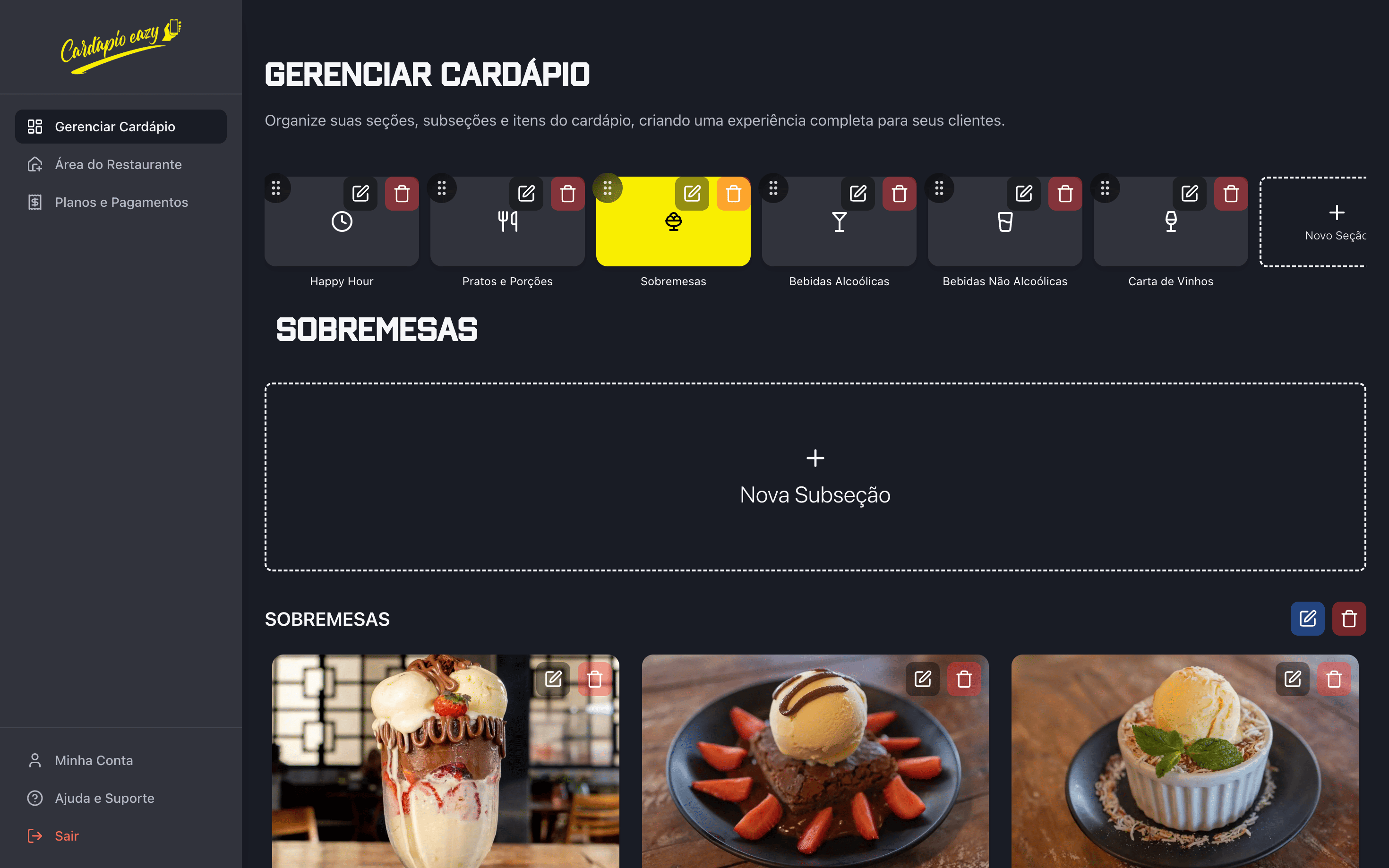 Editor do Cardápio Eazy